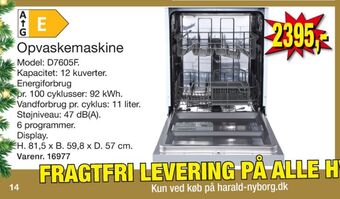 Harald Nyborg Wasco opvaskemaskine tilbud