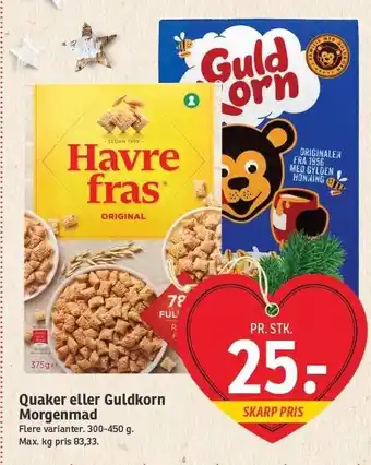 SPAR Quaker el. guldkorn morgenmad tilbud