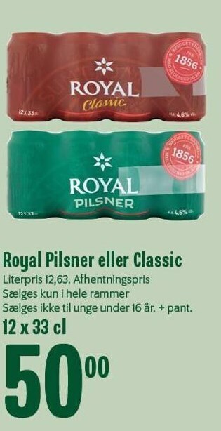 Min Købmand Royal pilsner el. classic tilbud