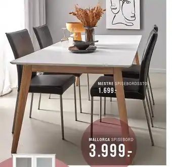 Ilva Mestre spisebordsstol el. mallorca spisebord tilbud