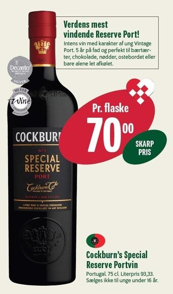 Min Købmand Cockburn's special reserve portvin tilbud