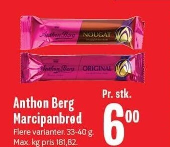 Min Købmand Anthon berg marcipanbrød tilbud