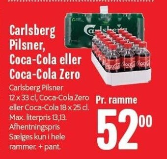 Min Købmand Carlsberg pilsner, coca-cola el. coca-cola zero tilbud
