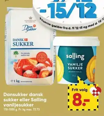 Bilka Dansukker dansk sukker el. salling vaniljesukker tilbud