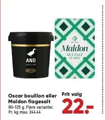 Bilka Oscar bouillon el. maldon flagesalt tilbud
