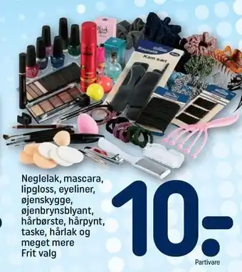 REMA 1000 Neglelak, mascara, lipgloss, eyeliner, øjenskygge, øjenskyggeblyant, hårbørste, hårpynt og meget mere tilbud