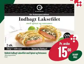Min Købmand Rahbek indbagt laksefilet med spinat og ostesauce tilbud