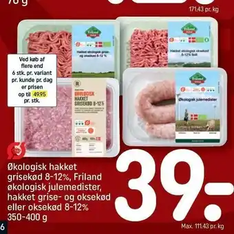 REMA 1000 Økologisk hakket grisekød, julemedister, hakket grise- og oksekød el. oksekød tilbud