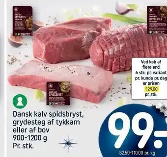Dansk kalv spidsbryst, grydesteg af tykkam el. af bov 900-1200 g