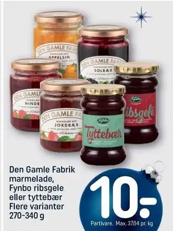 REMA 1000 Den gamle fabrik marmelade, fynbo ribsgele el. tyttebær 270-340 g tilbud