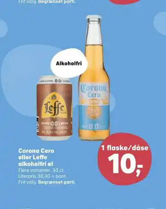 Kvickly Corona cero eller leffe alkoholfri øl tilbud