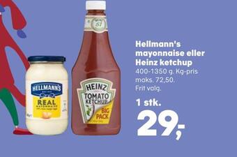Kvickly Hellmann's mayonnaise eller heinz ketchup tilbud