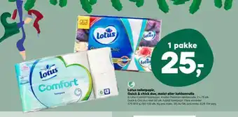 Kvickly Lotus toiletpapir, quick & chick duo, moist eller køkkenrulle tilbud