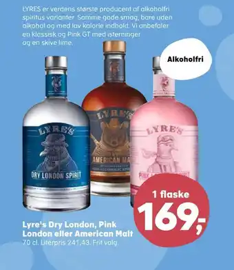 SuperBrugsen Lyre's dry london, pink london eller american malt tilbud