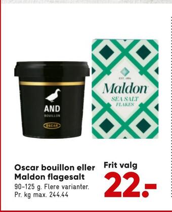 Bilka Oscar bouillon eller maldon flagesalt tilbud