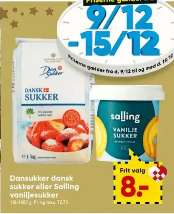 Bilka Dansukker dansk sukker eller salling vaniljesukker tilbud