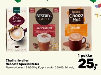 SuperBrugsen Chai latte eller nescafe specialiteter tilbud