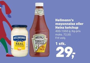 SuperBrugsen Hellmann's mayonnaise eller heinz ketchup tilbud