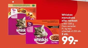 Bilka Whiskas menuboks eller tørkost tilbud