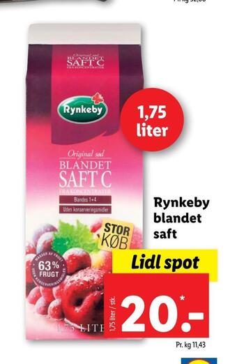 Lidl Rynkeby blandet saft tilbud