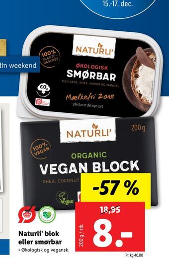 Lidl Naturli' blok eller smørbar tilbud