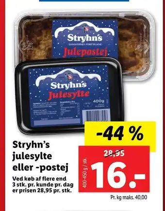 Lidl Stryhn's julesylte eller -postej tilbud