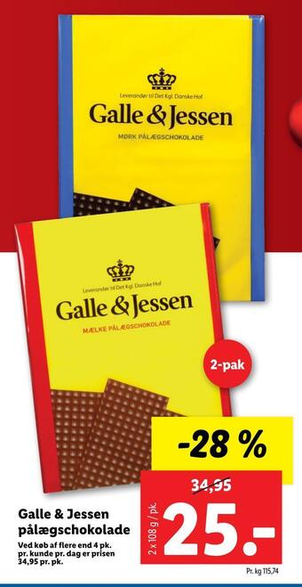 Lidl Galle & jessen pålægschokolade tilbud