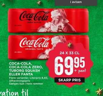 MENY Coca-cola, coca-cola zero, tuborg squash eller fanta tilbud