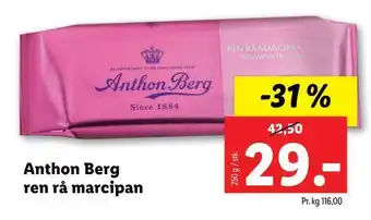Lidl Anthon berg ren rå marcipan tilbud