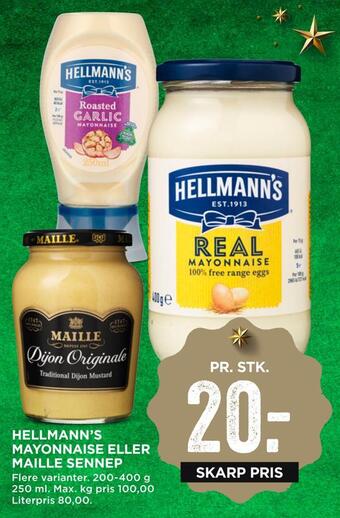 MENY Hellmann's mayonnaise eller maille sennep tilbud