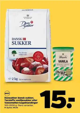 Netto Dansukker dansk sukker, tørsleffs vaniljesukker eller valsemøllen kageblandinger tilbud