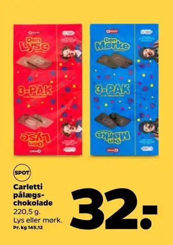 Netto Carletti pålægs chokolade tilbud