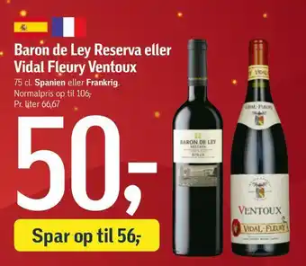 Føtex Baron de ley reserva eller vidal fleury ventoux tilbud