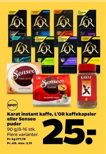 Netto Karat instant kaffe, l'or kaffekapsler eller senseo puder tilbud
