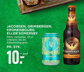 MENY Jacobsen, grimbergen, kronenbourg eller somersby tilbud