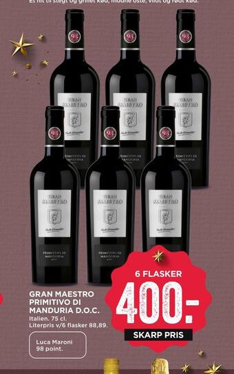 MENY Gran maestro primitivo di manduria d.o.c tilbud