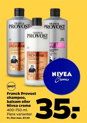 Franck provost shampoo, balsam eller nivea creme