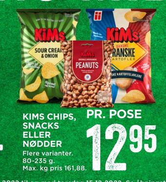 MENY Kims chips, snacks eller nødder tilbud