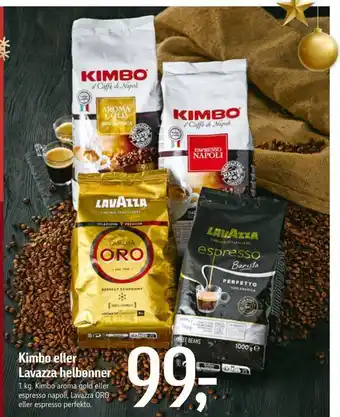 Føtex Kimbo eller lavazza helbønner tilbud