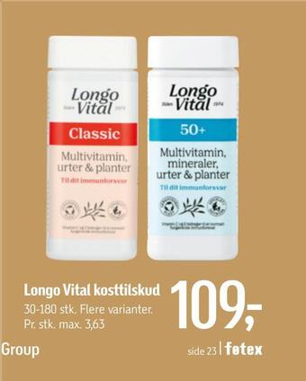 Føtex Longo vital kosttilskud tilbud