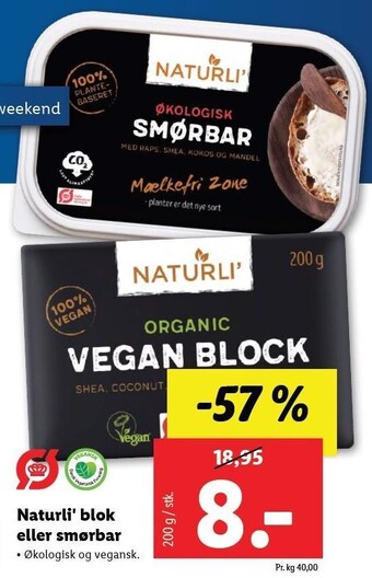 Lidl Naturli' blok el. smørbar tilbud