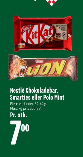 Min Købmand Nestlé chokoladebar, smarties eller polo mint tilbud