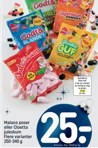 REMA 1000 Malaco poser eller cloetta juleskum tilbud