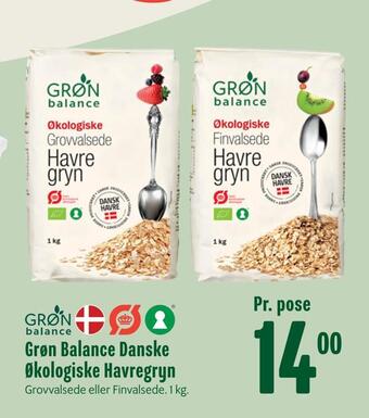 Min Købmand Grøn balance danske økologiske havregryn tilbud