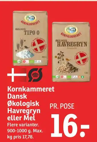SPAR Kornkammeret dansk økologisk havregryn eller mel tilbud