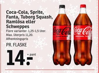 SPAR Coca-cola, sprite, fanta, tuborg squash, ramlösa eller schweppes tilbud