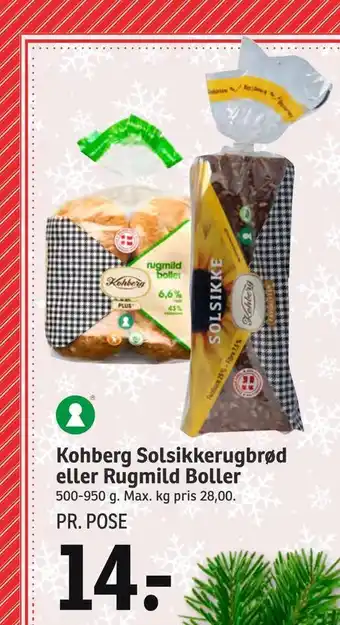 SPAR Kohberg solsikkerugbrød eller rugmild boller tilbud