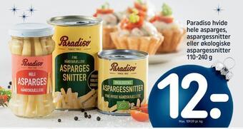 REMA 1000 Paradiso hvide hele asparges, aspargessnitter eller økologiske aspargessnitter tilbud