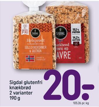REMA 1000 Sigdal glutenfri knækbrød tilbud