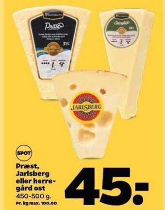 Netto Præst, jarlsberg eller herregård ost tilbud